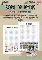 Vista previa - Hojas de trabajo - Sopa de letras inglés - ciudad y transporte, in town and transportation | ESL, EFL, English - Portada