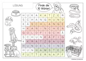 Vorschau - Arbeitsblätter - Haustiere - Wörter finden und schreiben - Seite 2