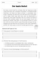 Vorschau - Unterrichtsreihen - Herbst - Lesetexte mit Fragen (inkl. Lösung) für Klasse 2 bis 4 - Seite 1