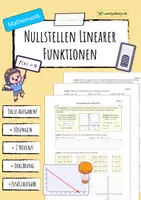 Vorschau - Arbeitsblätter - NULLSTELLE bestimmen - Lineare Funktionen (Arbeitsblatt) - Deckblatt
