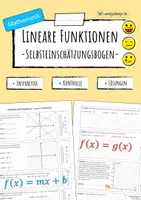 Vorschau - Arbeitsblätter - LINEARE FUNKTIONEN - Selbsteinschätzung (Teil 2) - Deckblatt