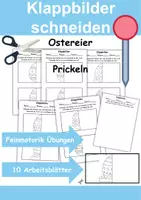 Vorschau - Mal- und Bastelvorlagen - Prickel Ostereier Klappbilder schneiden - DaZ/DaF, Deutsch, Kunst - Deckblatt