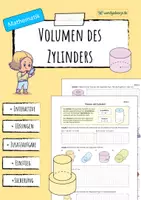 Vorschau - Arbeitsblätter - ZYLINDER - Volumen des Zylinders (Arbeitsblatt) - Deckblatt