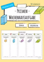 Vorschau - Arbeitsblätter - PRISMEN - Hausaufgabe - Deckblatt