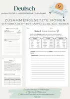 Vorschau - Stundenentwürfe - Zusammengesetzte Nomen - Stationsarbeit - Deckblatt