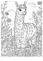 Vorschau - Arbeitsblätter - Ausmalbilder Lama Kunst Frühling Garten ausmalen Malbuch - Seite 2
