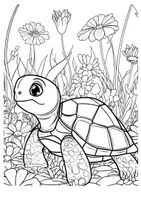 Vorschau - Arbeitsblätter - Ausmalbilder Schildkröte Kunst Frühling Garten ausmalen Malbuch - Seite 3