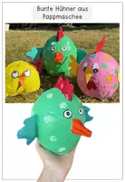 Vorschau - Unterrichtsreihen - Frühling / Ostern - Kunstprojekt - Bunte Hühner aus Pappmaschee (Pappmaché) - Seite 1