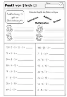 Vorschau - Arbeitsblätter - Punkt vor Strich - Rechenregeln leicht gemacht - Seite 2