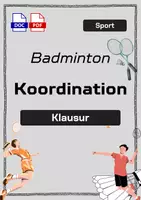 Vorschau - Test - Klausur - Koordination - Badminton - Deckblatt