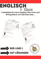 Vorschau - Arbeitsblätter - Vocabulary Test E Red Line 1 Unit 4 Reading / Film corner Writing skills - Deckblatt