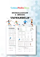 Vorschau - Arbeitsblätter - Umwandeln von Brüche & Dezimalzahlen - Deckblatt