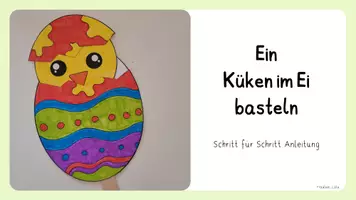 Vorschau - Mal- und Bastelvorlagen - Küken im Ei - Bastelanleitung und digitales Tafelbild - Seite 1