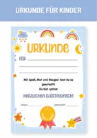 Vorschau - Poster - Urkunde für Kinder. Urkunde für besondere Leistungen. Zertifikat für Kinder. Zeugnis für Kinder. Teilnehmerurkunde. - Deckblatt