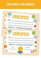 Vorschau - Poster - Urkunde für Kinder. Zertifikat für Kinder. Zeugnis für Kinder. Teilnehmer Urkunde. Urkunde für die Grundschule, Schule. Kinderurkunde. - Deckblatt