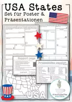 Vorschau - Arbeitsblätter - USA States Poster und Präsentationen mit language support Englisch - Deckblatt
