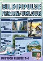 Vorschau - Stationenlernen - Bildimpulse - Freies Schreiben Urlaub/Ferien - Deckblatt