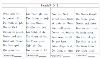 Vorschau - Arbeitsblätter - Leseblätter g - Deckblatt