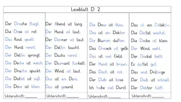 Vorschau - Arbeitsblätter - differenzierte Leseblätter D/d - Deckblatt