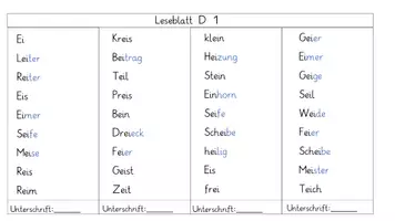 Vorschau - Arbeitsblätter - differenzierte Leseblätter Ei/ei - Seite 1