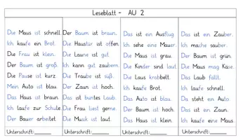 Vorschau - Arbeitsblätter - differenzierte Leseblätter Au/au - Deckblatt