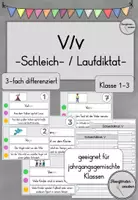 Vorschau - Arbeitsblätter - Schleichdiktat / Laufdiktat "V" - Merkwörter - Deckblatt