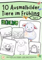 Vorschau - Mal- und Bastelvorlagen - Frühling: 10 Tiere zum Ausmalen - Deckblatt