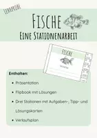 Vorschau - Stundenentwürfe - Fische - Eine Stationenarbeit mit Flipbook und Lösungen - Seite 1