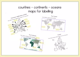 Vorschau - Arbeitsblätter - countries, Europe, continents, oceans: maps for labelling - Seite 1
