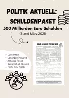 Vorschau - Arbeitsblätter - Politik aktuell: Schuldenpaket (Lückentext) - Deckblatt
