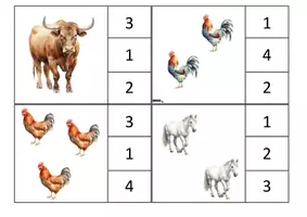 Aperçu - Apprentissages en autonomie - Les cartes à pince dénombrement des animaux de la ferme - Page 3