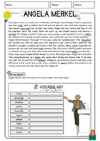 Vorschau - Arbeitsblätter - Angela Merkel English Lesetraining Englisch Vokabeln Textverständnis Worksheet - Seite 1
