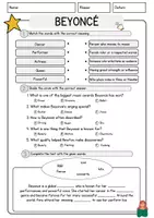 Vorschau - Arbeitsblätter - Beyonce English Lesetraining Englisch Vokabeln Textverständnis Worksheet - Seite 2