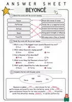Vorschau - Arbeitsblätter - Beyonce English Lesetraining Englisch Vokabeln Textverständnis Worksheet - Seite 3