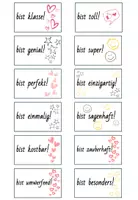Vorschau - Mal- und Bastelvorlagen - Du-bist-Sprüche zum aufkleben (mit Schokoriegel) - Seite 1