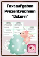 Vorschau - Aufgabenkarten - Prozentrechnen Thema "Ostern" / Textaufgaben / Aufgabenkarten - Deckblatt