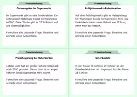Vorschau - Aufgabenkarten - Prozentrechnen Thema "Ostern" / Textaufgaben / Aufgabenkarten - Seite 2