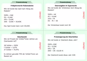 Vorschau - Aufgabenkarten - Prozentrechnen Thema "Ostern" / Textaufgaben / Aufgabenkarten - Seite 3