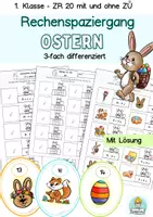 Vorschau - Stundenentwürfe - Ostern Klasse 1, Rechenspaziergang ZR 20, differenziert. - Deckblatt