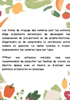 Aperçu - Feuilles d'exercices - Alimentation - Fruits et légumes -Chiffres à tracer - Page 1
