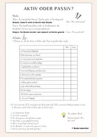 Vorschau - Arbeitsblätter - Aktiv oder Passiv - Deckblatt