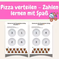 Vorschau - Arbeitsblätter - Pizza verteilen – Zahlen lernen mit Spaß - Deckblatt