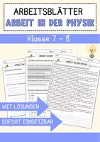 Vorschau - Arbeitsblätter - Arbeit in der Physik Physik Arbeitsblätter mit Lösungen Lesetext - Deckblatt