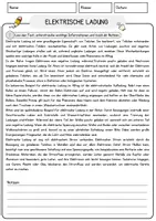 Vorschau - Arbeitsblätter - Elektrische Ladung Physik Arbeitsblätter mit Lösungen Lesetext - Seite 1