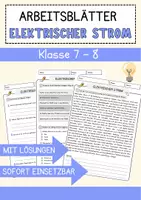 Vorschau - Arbeitsblätter - Elektrischer Strom Physik Arbeitsblätter mit Lösungen Lesetext - Deckblatt