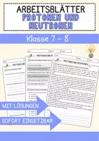 Vorschau - Arbeitsblätter - Protonen und Neutronen Physik Arbeitsblätter mit Lösungen Lesetext - Deckblatt