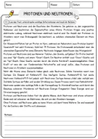 Vorschau - Arbeitsblätter - Protonen und Neutronen Physik Arbeitsblätter mit Lösungen Lesetext - Seite 1