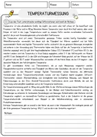 Vorschau - Arbeitsblätter - Temperaturmessung Physik Arbeitsblätter mit Lösungen Lesetext - Seite 1