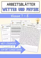 Vorschau - Arbeitsblätter - Wetter und Physik Physik Arbeitsblätter mit Lösungen Lesetext - Deckblatt