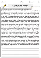 Vorschau - Arbeitsblätter - Wetter und Physik Physik Arbeitsblätter mit Lösungen Lesetext - Seite 1